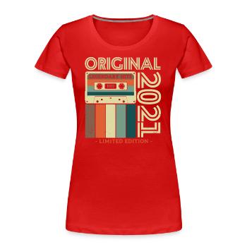 Vintage Anniversaire 2021 Style Rétro - T-shirt bio Premium Femme - rouge - Devant - Mia (176cm)