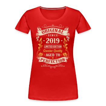 Légendaire 4ème anniversaire 2019 - T-shirt bio Premium Femme - rouge - Devant - Mia (176cm)