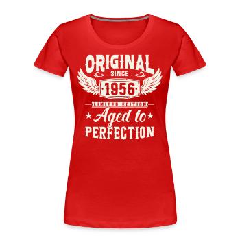 Anniversaire légendaire de 1956 - T-shirt bio Premium Femme - rouge - Devant - Mia (176cm)
