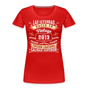 Recuerdo Vintage 10º Cumpleaños 2013 - Frauen Premium Bio T-Shirt - Rot - Vorne - Mia (176cm)