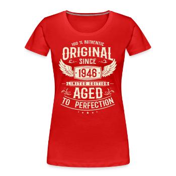 Authentisches Vintage Geburtstagsgeschenk 1946 - Frauen Premium Bio T-Shirt - Rot - Vorne - Mia (176cm)
