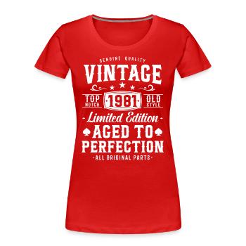 Vintage 1981 Surprise d’anniversaire - T-shirt bio Premium Femme - rouge - Devant - Mia (176cm)