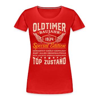 Vintage Schatz von 1934 - Frauen Premium Bio T-Shirt - Rot - Vorne - Mia (176cm)