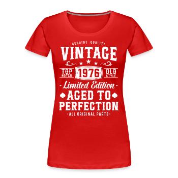 Vintage 1976 Anniversaire Surprise - T-shirt bio Premium Femme - rouge - Devant - Mia (176cm)