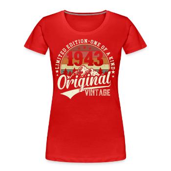 Millésime légendaire 1943 - T-shirt bio Premium Femme - rouge - Devant - Mia (176cm)