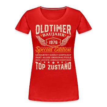 Kultiges Geschenk '76 - Frauen Premium Bio T-Shirt - Rot - Vorne - Mia (176cm)