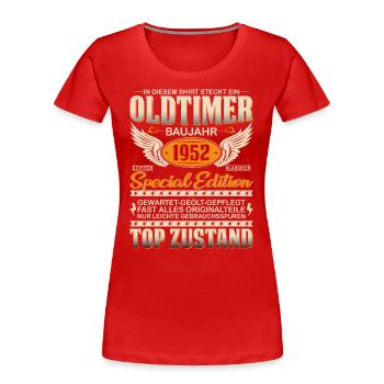 Kultiges Geburtstagsgeschenk '52 - Frauen Premium Bio T-Shirt - Rot - Vorne - Mia (176cm)