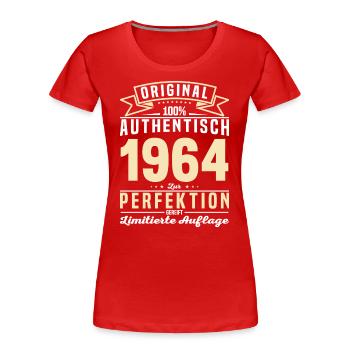 Authentisches 1964 Geburtstagsgeschen - Frauen Premium Bio T-Shirt - Rot - Vorne - Mia (176cm)
