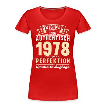 Authentisches 1978 Vintage Geschenk - Frauen Premium Bio T-Shirt - Rot - Vorne - Mia (176cm)