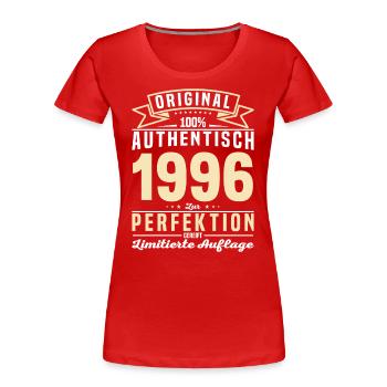 Authentisches Geburtstagsgeschenk 1996 - Frauen Premium Bio T-Shirt - Rot - Vorne - Mia (176cm)