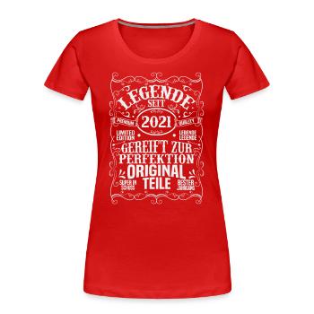 Legendär seit 2021 - Frauen Premium Bio T-Shirt - Rot - Vorne - Mia (176cm)