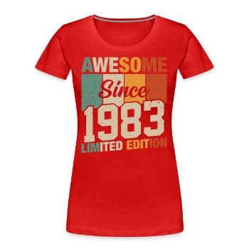 Millésime 40/41 Fantaisie 1983 - T-shirt bio Premium Femme - rouge - Devant - Mia (176cm)