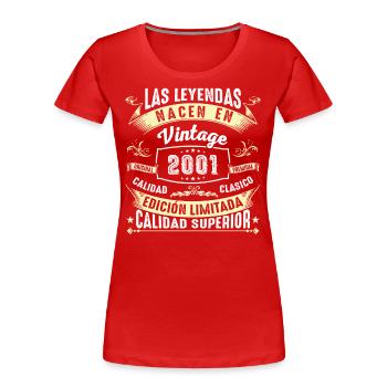 23. Geburtstag Jahrgang 2001 - Frauen Premium Bio T-Shirt - Rot - Vorne - Mia (176cm)