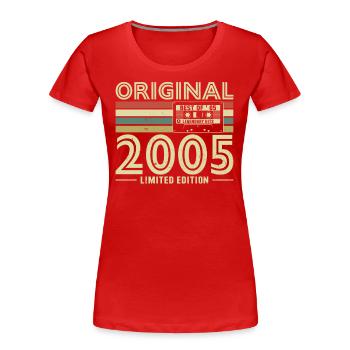 Legendärer 18. Geburtstag 2005 - Frauen Premium Bio T-Shirt - Rot - Vorne - Mia (176cm)