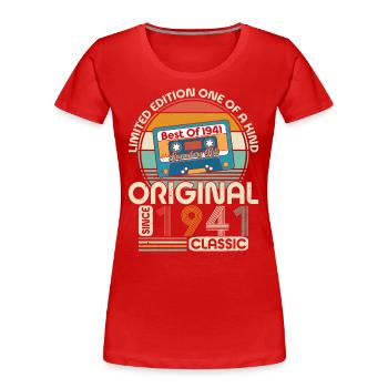 Vintage 1941 anniversaire Surprise - T-shirt bio Premium Femme - rouge - Devant - Mia (176cm)