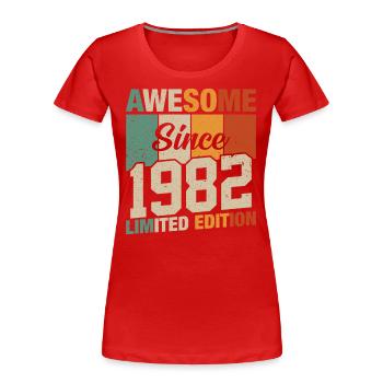 Légendaire 42e anniversaire 1982 - T-shirt bio Premium Femme - rouge - Devant - Mia (176cm)