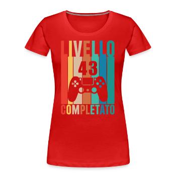 Level 43 - Women's Premium Organic T-Shirt - red - Front - Mia (176cm)