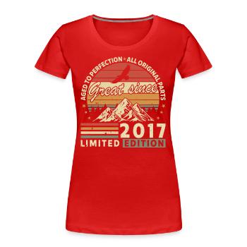 Jahrgang 2017 - 2017 - Fantastisch seit 2017 - Frauen Premium Bio T-Shirt - Rot - Vorne - Mia (176cm)