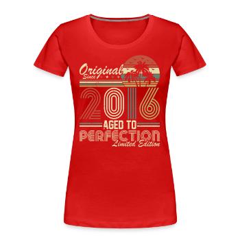 2016 anniversaire 2016 né en 2016 anniversaire - T-shirt bio Premium Femme - rouge - Devant - Mia (176cm)
