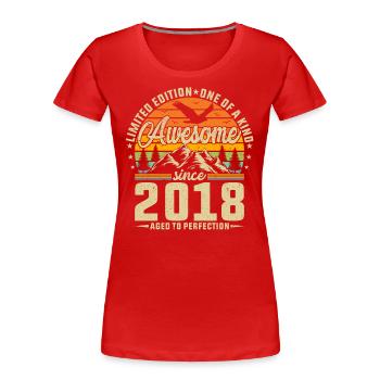 Elegantes 2018 Jahrgang Vintage Design - Frauen Premium Bio T-Shirt - Rot - Vorne - Mia (176cm)
