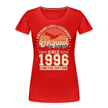 1996 Geburtstagsgeschenk 1996 Jahrgang 1996 Geschenk - Frauen Premium Bio T-Shirt - Rot - Vorne - Mia (176cm)