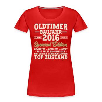 2016 anniversaire 2016 né en 2016 anniversaire - T-shirt bio Premium Femme - rouge - Devant - Mia (176cm)