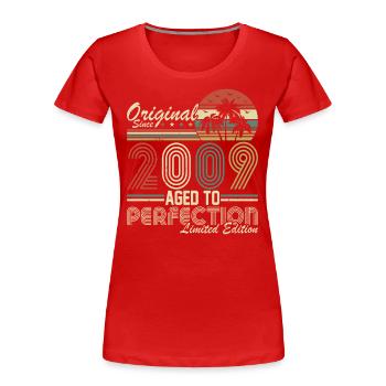 Einzigartiger 2009 Jahrgang Retro Kunstwerk - Frauen Premium Bio T-Shirt - Rot - Vorne - Mia (176cm)