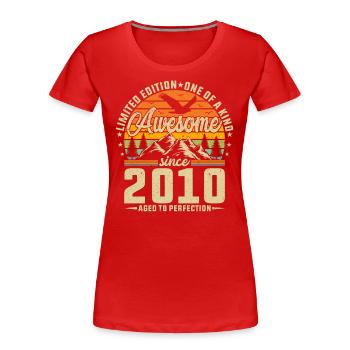 Vintage 2010 Birthday Celebration - Frauen Premium Bio T-Shirt - Rot - Vorne - Mia (176cm)