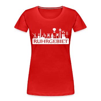 Skyline Ruhrgebiet by Ruhrpott Clothing - Frauen Premium Bio T-Shirt - Rot - Vorne - Mia (176cm)
