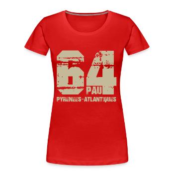 France Aquitaine Pyrénées Atlantiques 64 Pau - T-shirt bio Premium Femme - rouge - Devant - Mia (176cm)