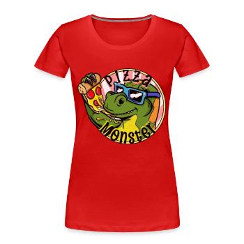 Pizza Monster Pizza Dinosaure cool Pizza Monster - T-shirt bio Premium Femme - rouge - Devant - Mia (176cm)