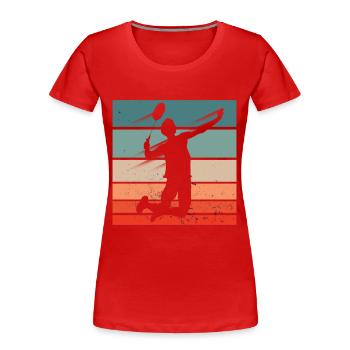 Joueur de badminton Jump Smash - T-shirt bio Premium Femme - rouge - Devant - Mia (176cm)