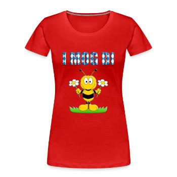 I MOG DI - BIENE - BLUMEN - LIEBE - BIENEN - LOVE - Frauen Premium Bio T-Shirt - Rot - Vorne - Mia (176cm)