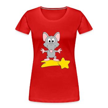 RATTE - STERNSCHNUPPE - STERNE - TIER - TIERISCH - Frauen Premium Bio T-Shirt - Rot - Vorne - Mia (176cm)