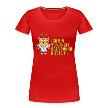 KATZE - KATER - KATZEN - TIER - TIERE - ENGEL - Frauen Premium Bio T-Shirt - Rot - Vorne - Mia (176cm)
