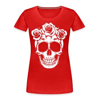 Horreur Crâne Crâne Art Crâne Gothique Heavy Metal - T-shirt bio Premium Femme - rouge - Devant - Mia (176cm)