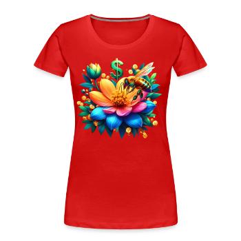 Bee-Money-Magnet 2 : Conception de fleurs de ruche d’abeilles - T-shirt bio Premium Femme - rouge - Devant - Mia (176cm)