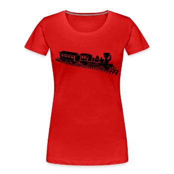 Modelleisenbahn - Frauen Premium Bio T-Shirt - Rot - Vorne - Mia (176cm)