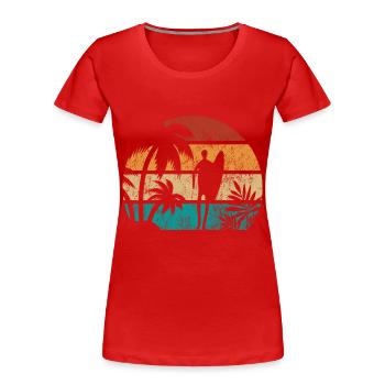 Sunset Surfer - Surf toute la journée - Vague - Cadeau - T-shirt bio Premium Femme - rouge - Devant - Mia (176cm)