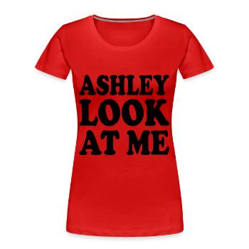 Ashley look at me - T-shirt bio Premium Femme - rouge - Devant - Mia (176cm)