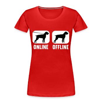 Online Offline Deutsch Drahthaar Jagdhund - Frauen Premium Bio T-Shirt - Rot - Vorne - Mia (176cm)