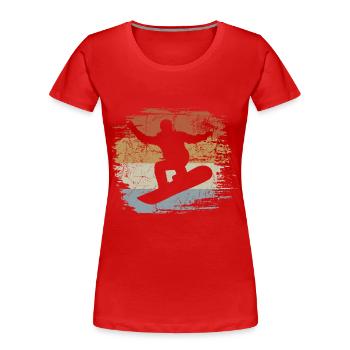 Snowboard, Halfpipe, Wintersport, Skiurlau - Frauen Premium Bio T-Shirt - Rot - Vorne - Mia (176cm)
