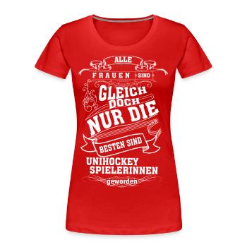 Unihockey - Frauen Premium Bio T-Shirt - Rot - Vorne - Mia (176cm)