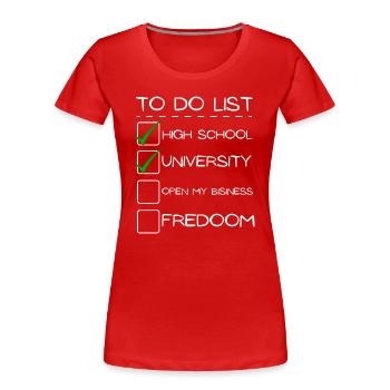 Liste der Unternehmer - Frauen Premium Bio T-Shirt - Rot - Vorne - Mia (176cm)
