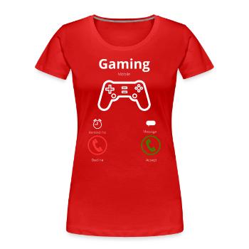 Video games call me - Women's Premium Organic T-Shirt - red - Front - Mia (176cm)