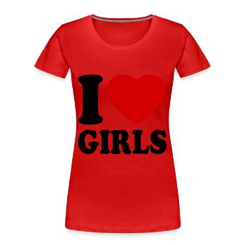I love girls - Frauen Premium Bio T-Shirt - Rot - Vorne - Mia (176cm)