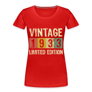 Vintage 1933 - Limited Edition Birthday - Women's Premium Organic T-Shirt - red - Front - Mia (176cm)