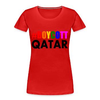 Boycott qatar - T-shirt bio Premium Femme - rouge - Devant - Mia (176cm)