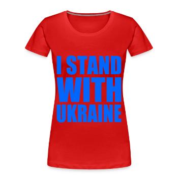 I stand with ukraine - Frauen Premium Bio T-Shirt - Rot - Vorne - Mia (176cm)