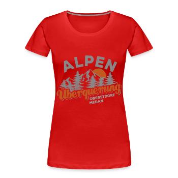 Alpenüberquerung Oberstdorf Meran Wandern - Frauen Premium Bio T-Shirt - Rot - Vorne - Mia (176cm)
